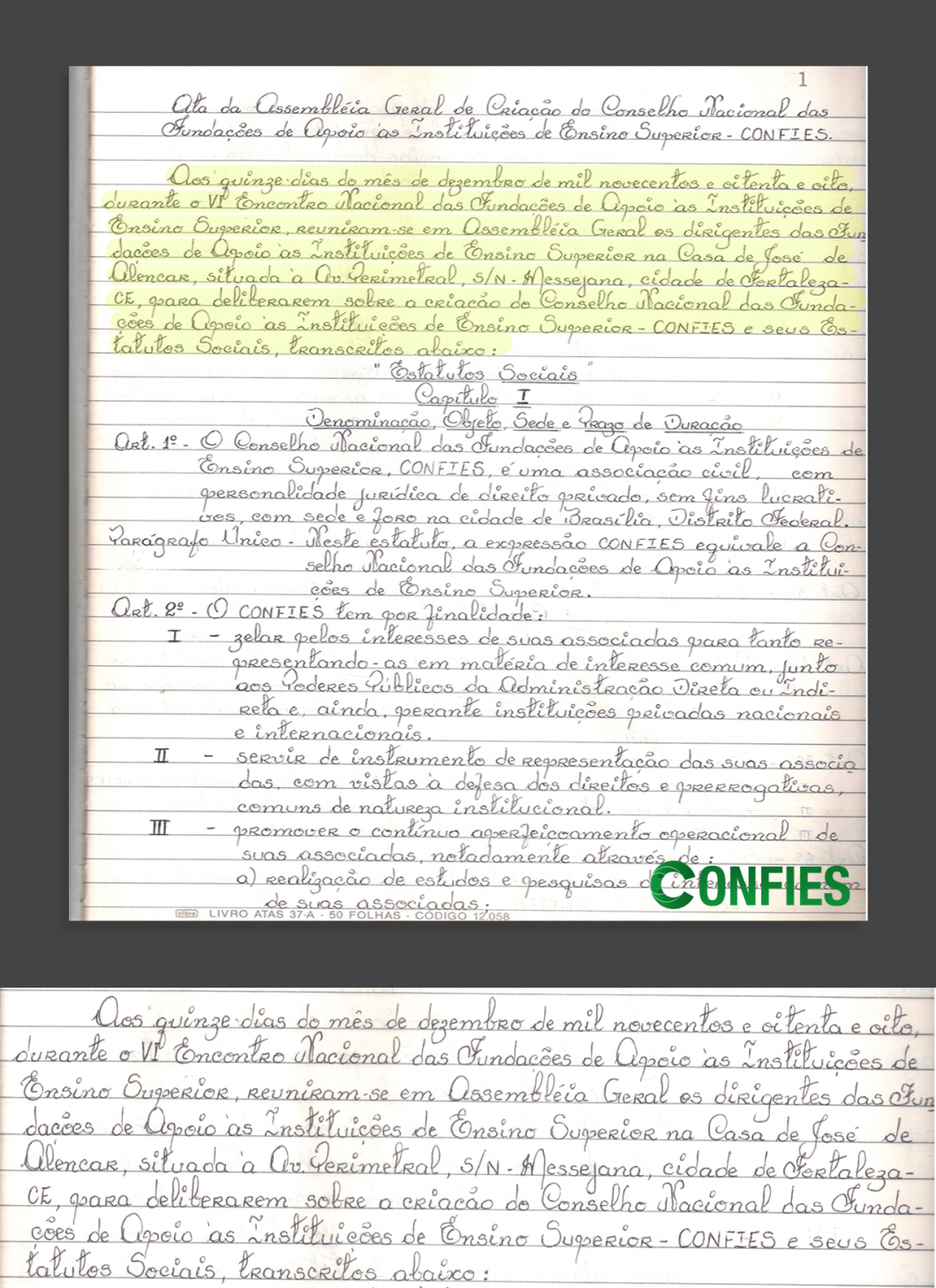 Ata de fundação do CONFIES – 15/12/1988